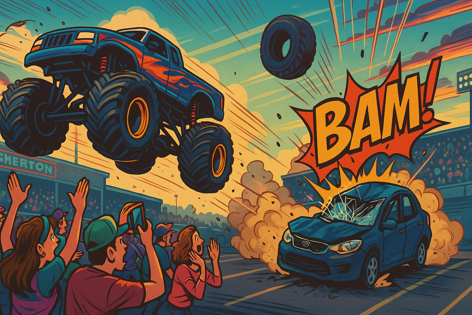 Monster Mayhem: Rogue Tire Causes Chaos at Bremerton Monster Truck Show!