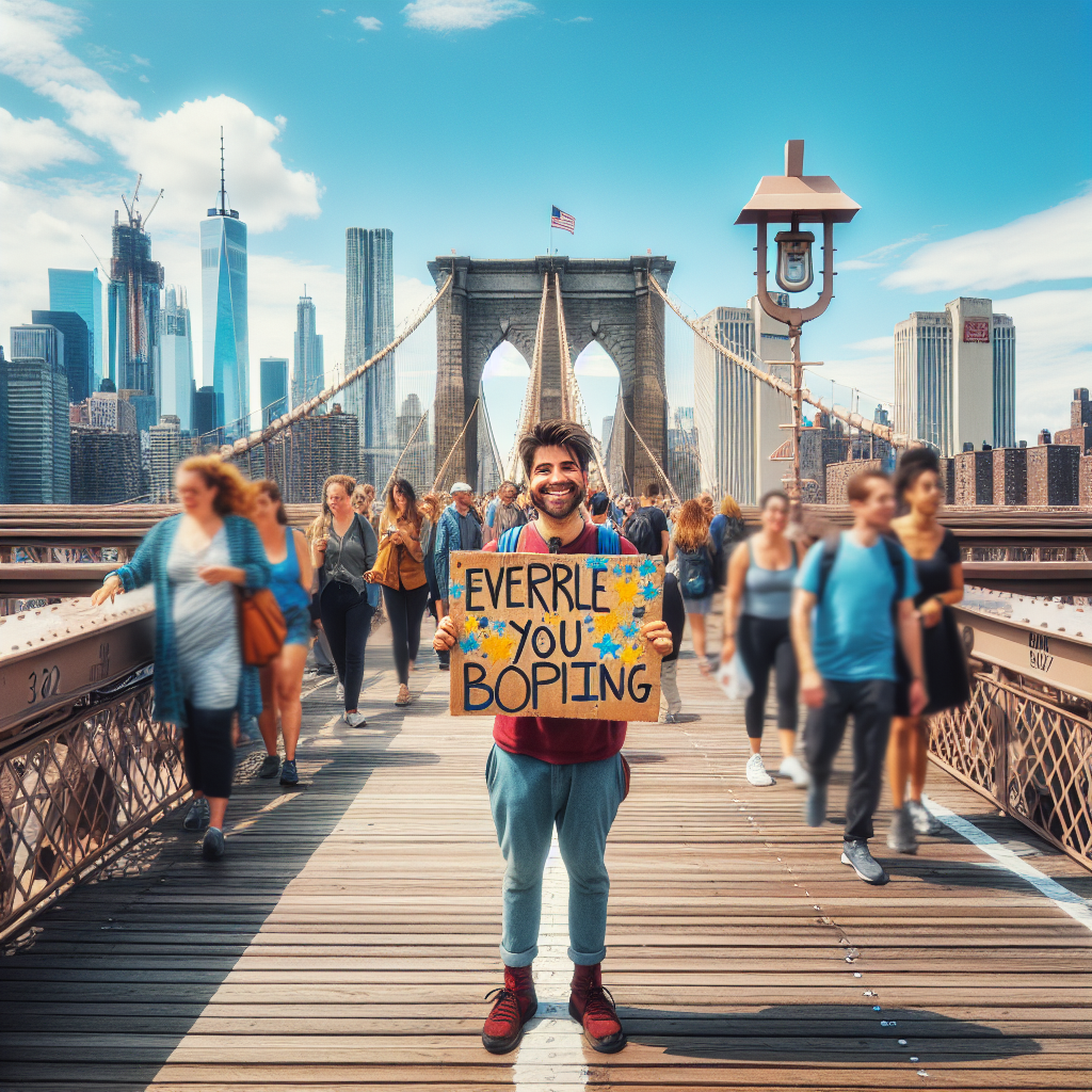 Brooklyn’s Beacon: Jose Cruz Shines with Messages of Hope on the Bridge